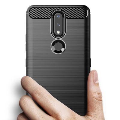 2. Carbon Case Flexibel Handyhülle TPU Schutzhülle für Nokia 2.4 schwarz
