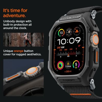 10. Spigen Lite Fit Pro Hülle mit Armband für Apple Watch Ultra 1/2 (49 mm) – mattschwarz
