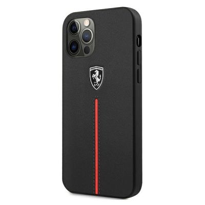 2. Ferrari FEOMSHCP12LBK iPhone 12 Pro Max schwarz/schwarz Hardcase Off Track Leather Nylon Stripe