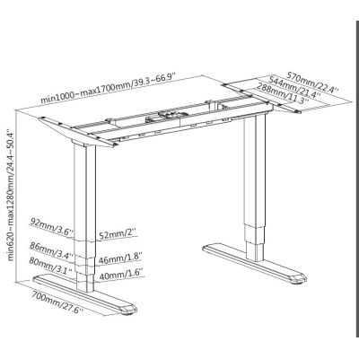 7. Ausstattung des Schreibtischgestells mit einem Doppel-Elektromotor 125 kg gr lite