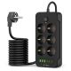 2. Tech-Protect PC6X6 Steckdosenleiste 6 Steckdosen 240V + 3xUSB-A + 3xUSB-C 200cm - Schwarz