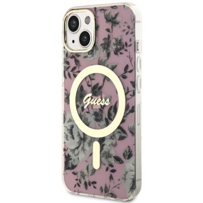 2. Guess Flower MagSafe-Hülle für iPhone 14 – Rosa
