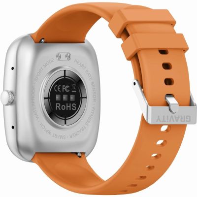9. GRAVITY GT18-4 Herren-Smartwatch, orangefarbenes Silikonarmband + schwarzes Armband