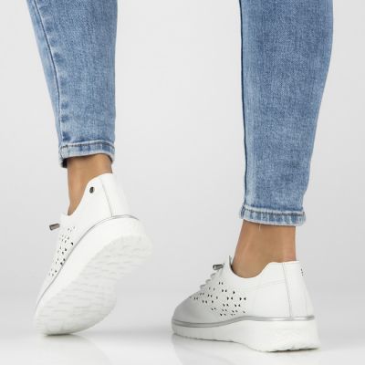 8. Damen-Lederschuhe mit Lochmuster, weiß, Filippo DP6714