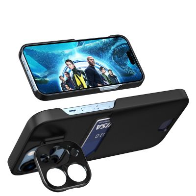 4. Leder Stand Case Hülle für iPhone 14 Plus Cover Card Wallet mit Ständer schwarz