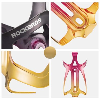 7. Rockbros RKL02 Flaschenhalter aus Aluminium – Rot und Gold