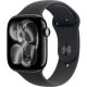 Apple Watch Series 11 GPS 46 mm, Gehäuse aus Aluminium in Jet Black mit schwarzem Sportarmband – M/L