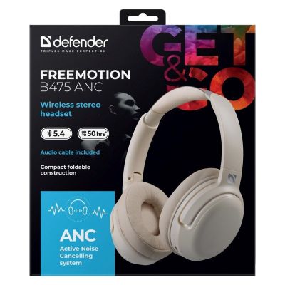 11. Defender Bluetooth Freemotion Over-Ear-Kopfhörer B475 ANC Beige 63475