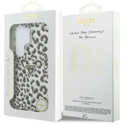 8. Guess IML Leopard Print Dreieckige MagSafe Hülle für Samsung Galaxy S26 Ultra - Schwarz