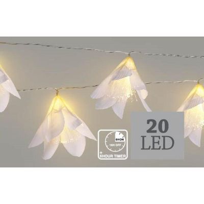21. Batteriebetriebene Lichterkette mit 20 warmweißen LED-Blumen