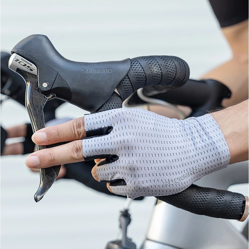 8. Rockbros Atmungsaktive Kurzfinger-Fahrradhandschuhe, Größe: S - Grau