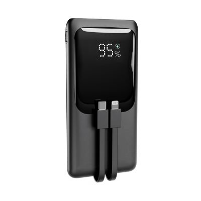 2. GEMBIRD Powerbank 10000mAh mit LCD-Display, integrierten Kabeln und QC3.0 20W Schnellladefunktion