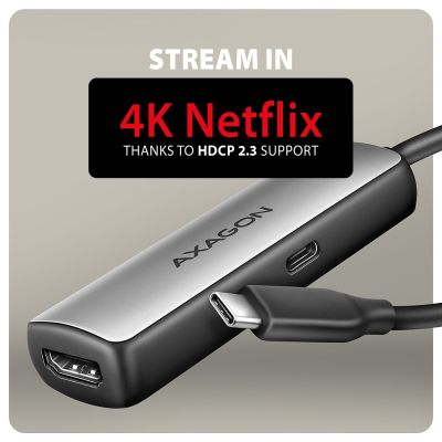6. Axagon RVC-HI8KPD, USB-C auf HDMI 2.1 Reduzierer/Adapter, 8K/60Hz, 4K/144Hz, HDR10+, PD100W, 0,16 m USB Typ-C HDMI + USB Typ-C