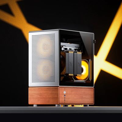 26. Jonsbo T7 PC-Gehäuse, Midi-Tower, mATX, gehärtetes Glas – Silber