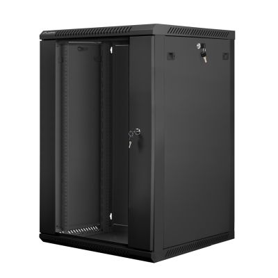 4. Lanberg WF01-6618-10B Rack-Schrank (18 HE; 901 mm / 600 mm / 600 mm; Wandmontage; Glas; 19 Zoll; schwarz)