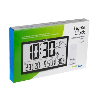 28. GRÜNBLAU LCD-WANDUHR EXTRA GROSS, TEMPERATUR, DATUM GB218