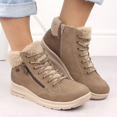 23. Beige Damen-Lederboots, wasserdicht – Rieker L7701-24