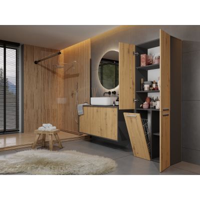 6. Badezimmer-Säule NEL ANT/ART 1 Korb lange Tür Set