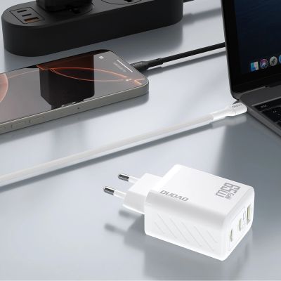 5. Dudao A29 65W GaN Wandladegerät 2 x USB-C + 1 x USB-A - Weiß