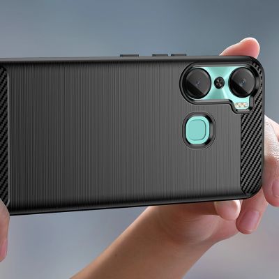 5. Carbon Case Hülle für Infinix Hot 12 Pro flexible Silikon Carbon Hülle schwarz