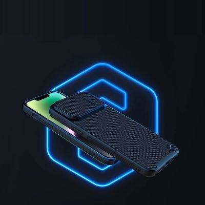 7. Nillkin Textured S Case für iPhone 14, gepanzerte Hülle mit Kameraabdeckung, schwarz