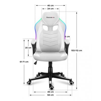 9. Huzaro Force 2.5 RGB WHITE MESH Gaming-Stuhl