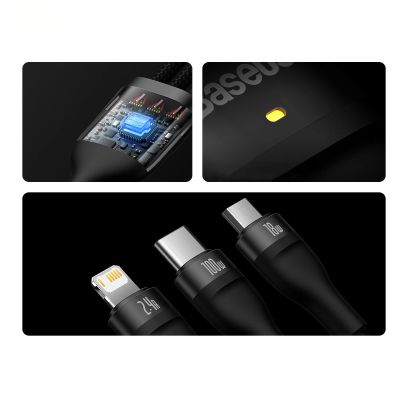14. Baseus Flash Series II Kabel USB - USB Typ C / Lightning / Micro USB 100 W 1,2 m schwarz (CASS030001)
