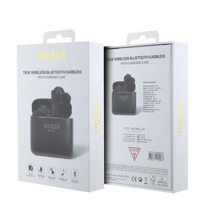 5. Guess Bluetooth-Kopfhörer GUTWSSU20ALEGK TWS + Dockingstation schwarz/schwarz gedrucktes Logo
