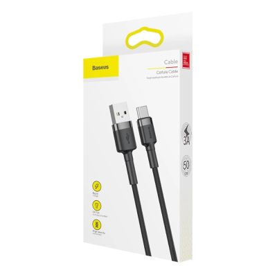9. Baseus Cafule USB-A / USB-C QC 3.0 3A Kabel 0,5 m - Schwarz und Grau