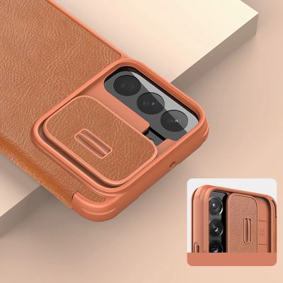 10. Nillkin Qin Leder Pro Case Hülle für Samsung Galaxy S22+ (S22 Plus) Kameraschutz Holster Cover Flip Case Braun