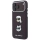 2. Karl Lagerfeld Saffiano Hülle mit Karl & Choupette Köpfen Pins & Logo für iPhone 18 Pro / 17 Pro - bordeauxrot