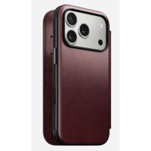 NOMAD Modern Leather Folio - MagSafe-kompatible Lederhülle für iPhone 17 Pro, Horween-Leder (burgunderrot)