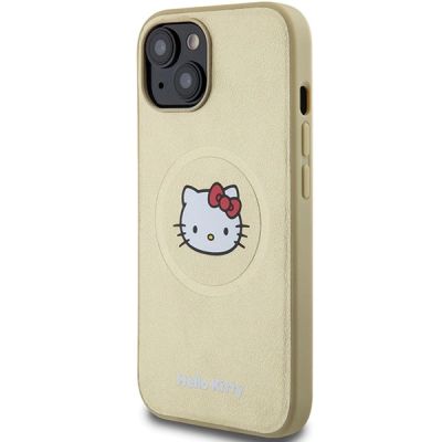 2. Hello Kitty Kitty Head MagSafe-Hülle aus Leder für iPhone 15 – Gold