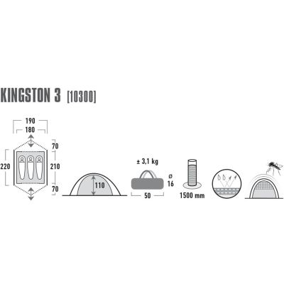 6. High Peak Kingston 3 Zelt Blau Grau 10300