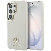 Guess Strass-Logo-Hülle mit rundem Logo für Samsung Galaxy S26 Ultra – Beige