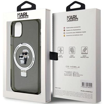 8. Karl Lagerfeld Ring Stand Karl&Choupette MagSafe Hülle für iPhone 11 / Xr – Schwarz
