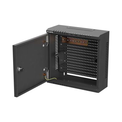 10. LANBERG Installationsschrank TPR 10" mit Mesh-Platte 340×340×140, schwarz (vormontiert)