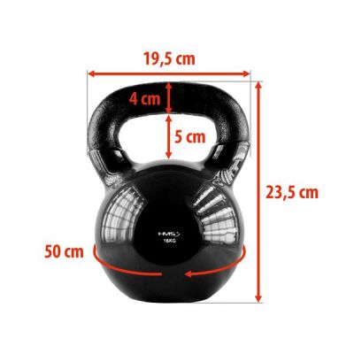 18. Schwarze HMS KNV16 Kettlebell aus Gusseisen 