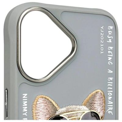5. Nimmy Glasses Cool Dog iPhone 16 Hülle - Grau