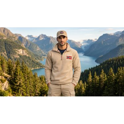 3. Herren-Fleecejacke Geographical Norway TEQUATEUR BEIGE DB MEN 233 (WZ6694H/GN-BEIGE)