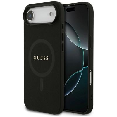 Guess Saffiano Classic Logo MagSafe Hülle für iPhone Air - Schwarz