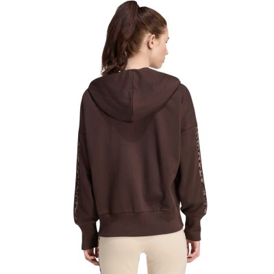 3. adidas Damen-Kapuzenpullover mit durchgehendem Reißverschluss, Animal-Print, 3-Streifen, Braun KV9299