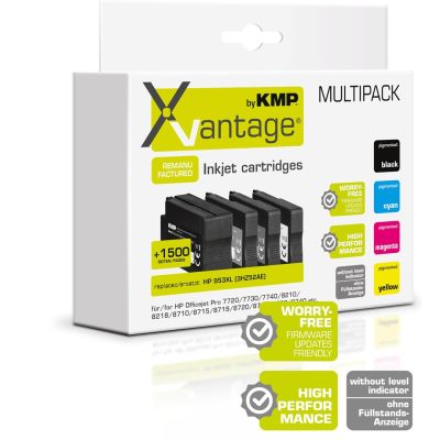 2. KMP 1747.4085 Tintenpatrone, 4 Stück, Ersatzfarben: Schwarz, Cyan, Magenta, Gelb