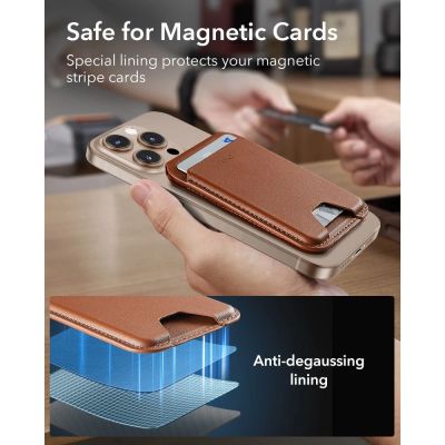 6. ESR Classic RFID Magnetischer Brieftaschenständer MagSafe für Handys – Braun