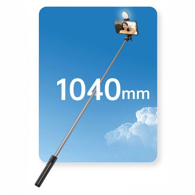 10. Selfie-Stick WH1YXS Teleskopstativ 1 m mit runder Lampe und Telefonhalter – Schwarz