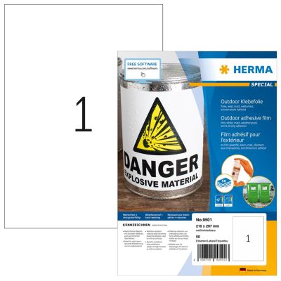HERMA 9501 Selbstklebende Etiketten Rechteckig Permanent Weiß 50 Stück.