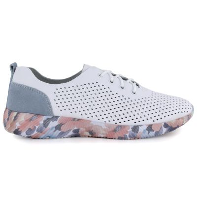 2. Weiße Damen-Lederschuhe mit Lochmuster, Artiker 58C0586