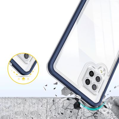 6. Klare 3in1 Hülle für Samsung Galaxy A42 5G Frame Gel Cover Blau