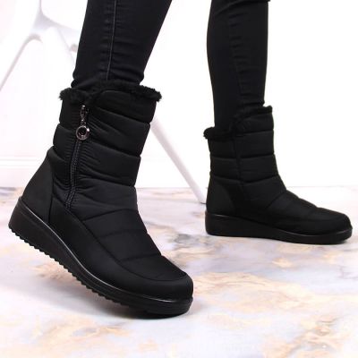 4. NEWS W EVE377A schwarze isolierte Schneestiefel mit Reißverschluss
