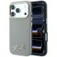 Karl Lagerfeld Saffiano MagSafe Hülle mit kleinem Schriftzug und Metalllogo für iPhone 17 Pro Max / 18 Pro Max – Beige